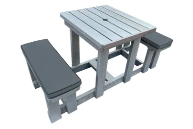 Picnic table 2 seater (RECYCLED PLASTIC) with Charcoal cushions
