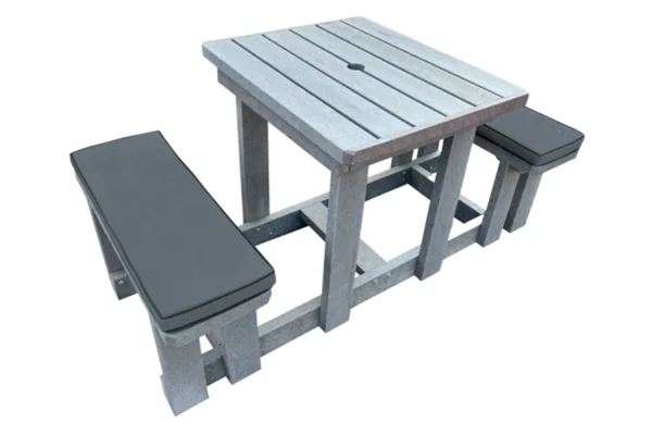 Picnic table 2 seater (RECYCLED PLASTIC) with Charcoal cushions