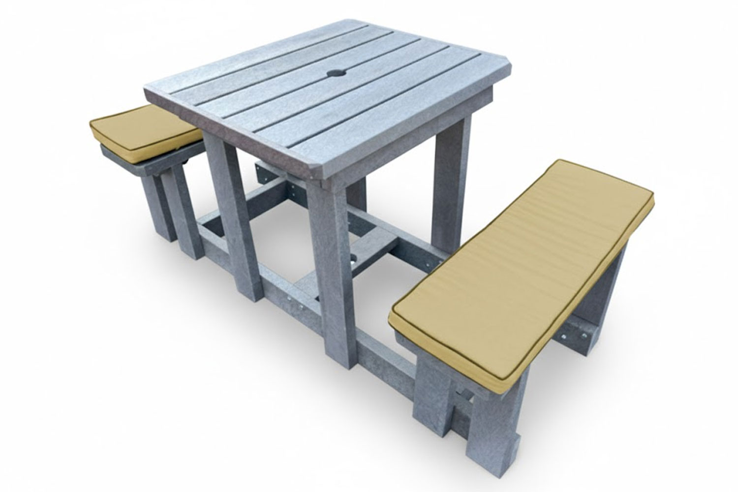 Picnic table 2 seater (Recycled Plastic) with Beige cushions