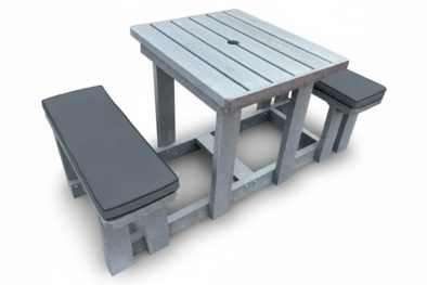 Picnic table 2 seater (RECYCLED PLASTIC) with Charcoal cushions