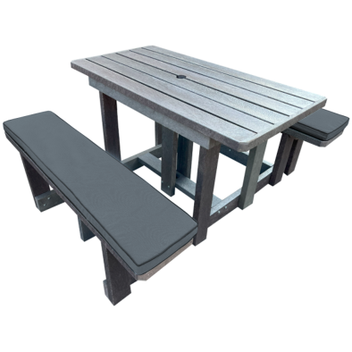Picnic table 4 seater (RECYCLED PLASTIC) with Charcoal cushions