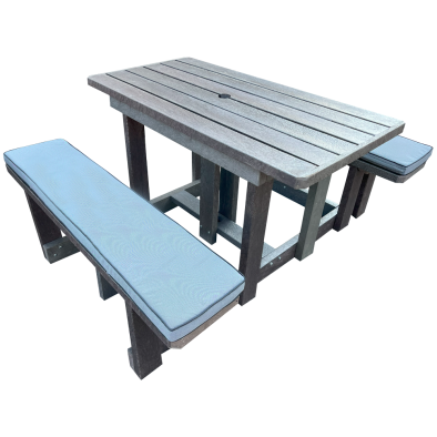 Picnic table 4 seater (RECYCLED PLASTIC) with Charcoal cushions