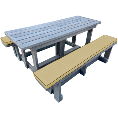 Picnic table 8 seater (RECYCLED PLASTIC) with Beige cushions
