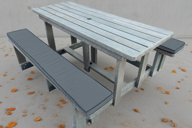 Picnic table 8 seater (RECYCLED PLASTIC) with Charcoal cushions