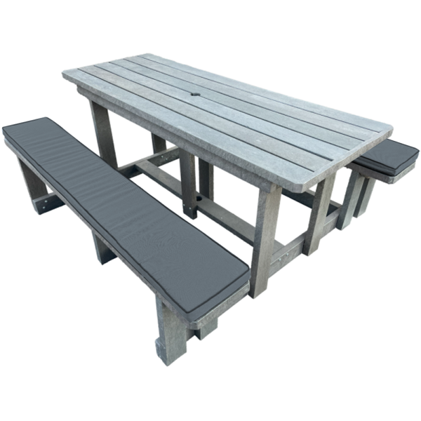 Picnic table 8 seater (Recycled Plastic) with Charcoal cushions