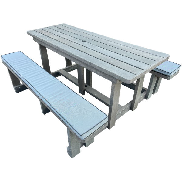 Picnic table 8 seater (Recycled Plastic) with Charcoal cushions
