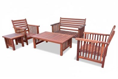 Solid Hardwood Teak 4 Seater 5 piece Set Special (x2 Morris 1 seaters, x1 2 seater, Coffee table & Side table) (cushions sold separately)