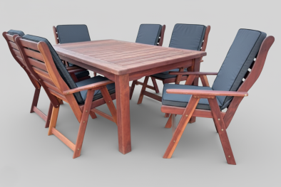 Solid Teak 6 Seater Set with Charcoal cushions