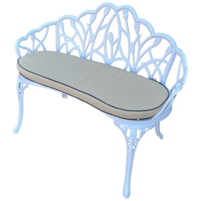 Tulip bench White with Beige cushion