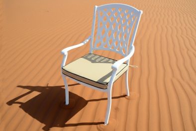 Tuscan Aluminium Dining Chair (White, Beige Cushion)