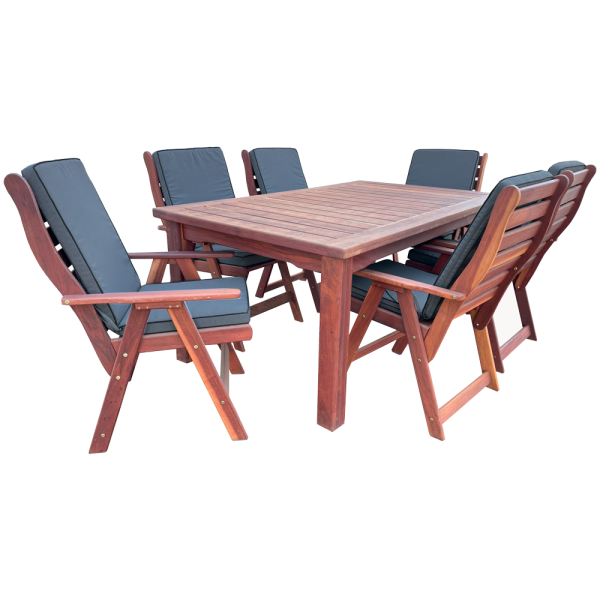 Zambezi Teak 6 Seater dining set with Charcoal cushions