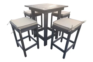 4 Seater Bar Set (Recycled Plastic) With Beige Cushions