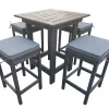 Recycled Plastic 5 Piece Bar Set Special (Bar table & 4 Bar chairs) With Charcoal Cushions