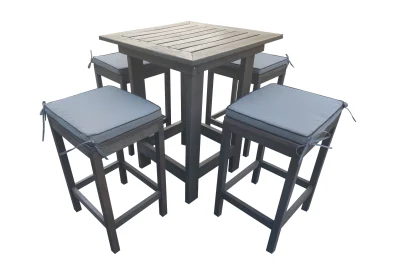Recycled Plastic 5 Piece Bar Set Special (Bar table & 4 Bar chairs) With Charcoal Cushions