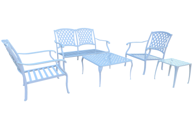 Aluminium 5 Piece 4 Seater Morris set White