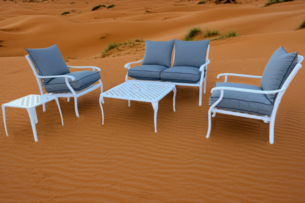 Aluminium 5 Piece 4 Seater Morris set White with cushions