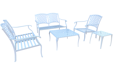Aluminium 5 Piece 5 Seater Morris set White no Background