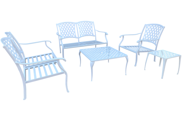 Aluminium 5 Piece 5 Seater Morris set White no Background
