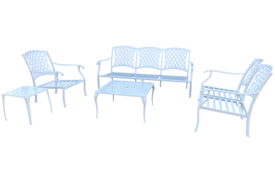 Aluminium 5 Piece 6 Seater Morris set White