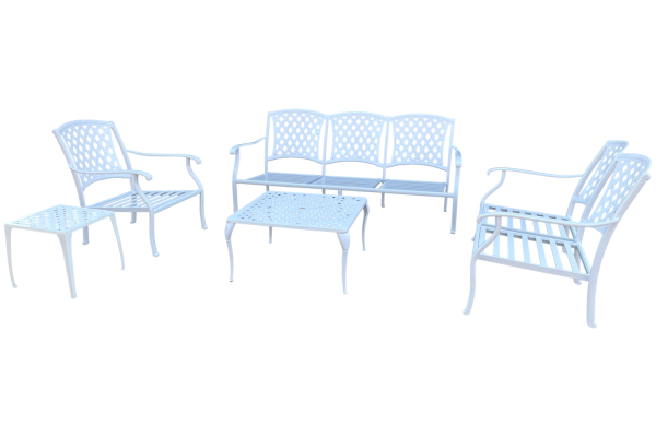 Aluminium 5 Piece 6 Seater Morris set White