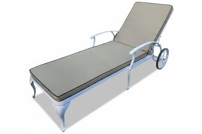 Aluminium White Sun Lounger with Beige Cushions