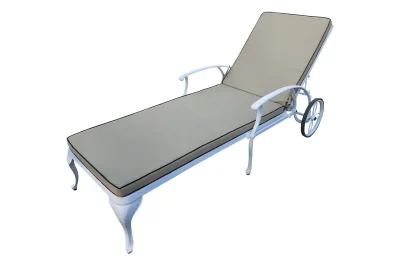 Aluminium White Sun Lounger with Beige Cushions