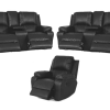 Black 3 Piece 5 Action + 2 Consoles Recliner Set