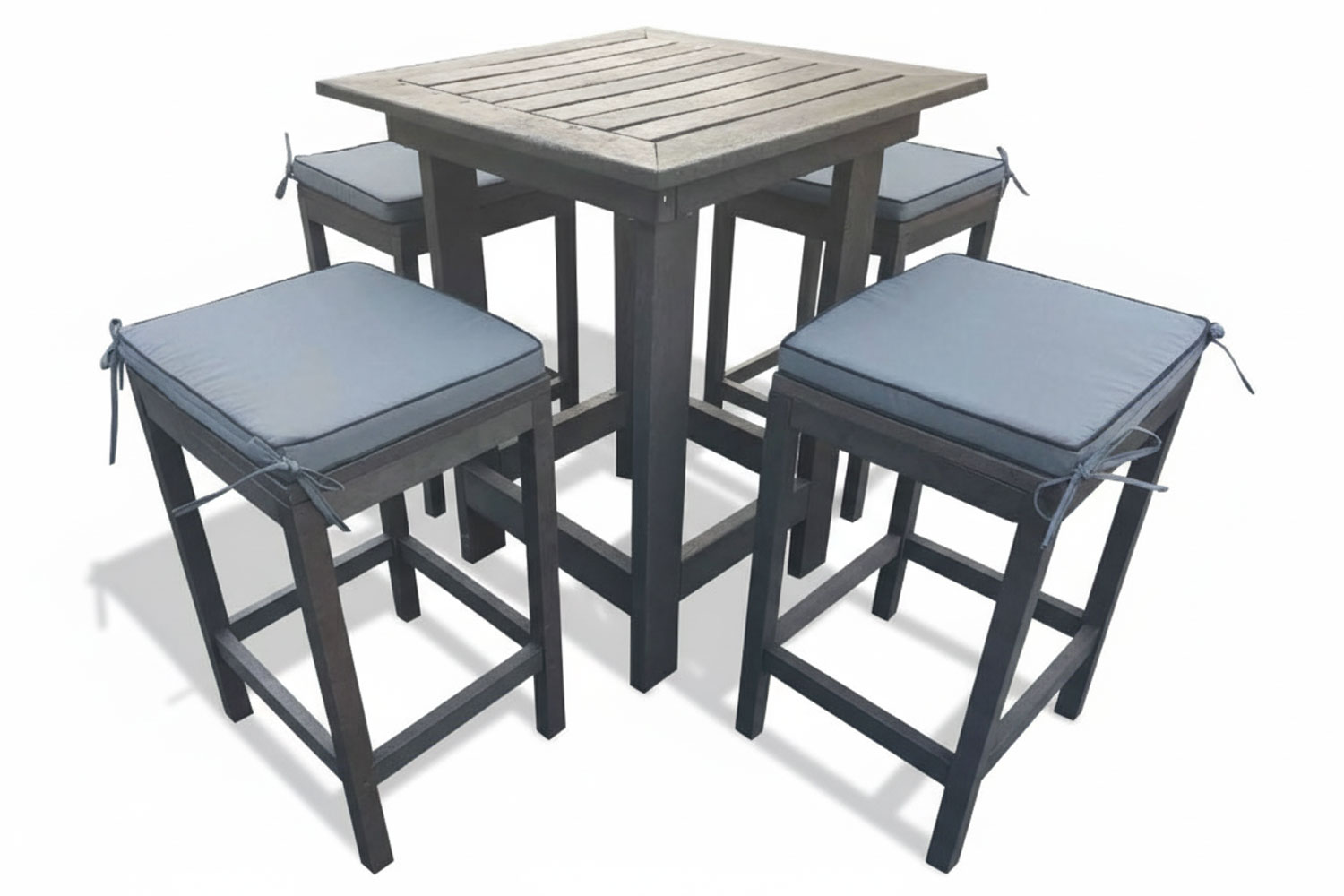 Recycled Plastic 5 Piece Bar Set Special (Bar table & 4 Bar chairs) With Charcoal Cushions