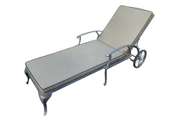Sun Lounger with Beige Cushion