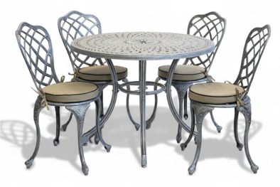 Aluminium Coral 4 Seater Dining Set With Beige Cushions
