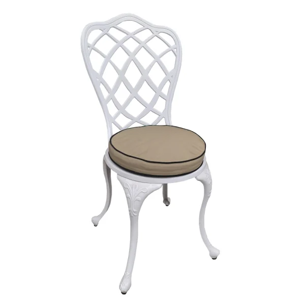 Aluminium Coral Dining Chair with Beige Cushion..