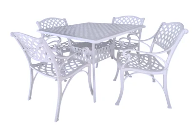 Aluminium Cottage 4 Seater Dining White Set 1000mm Square