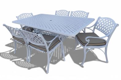 Aluminium White Sun Lounger with Beige Cushions
