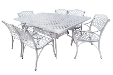 Aluminium Cottage 6 Seater Dining White Set