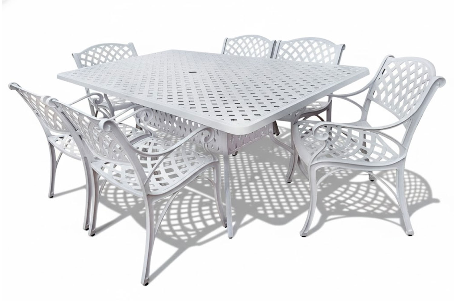 Aluminium Cottage 6 Seater Dining White Set
