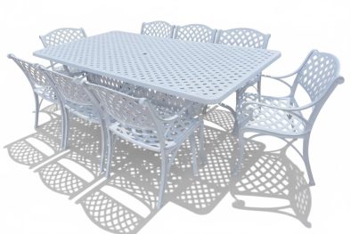 Aluminium Cottage 8 Seater White Dining Set