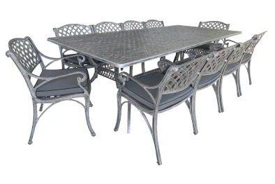 Aluminium Silver Cottage 10 Seater with Charcoal Cushions
