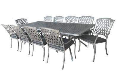Aluminium Silver Tuscan 10 Seater with Charcoal Cushions