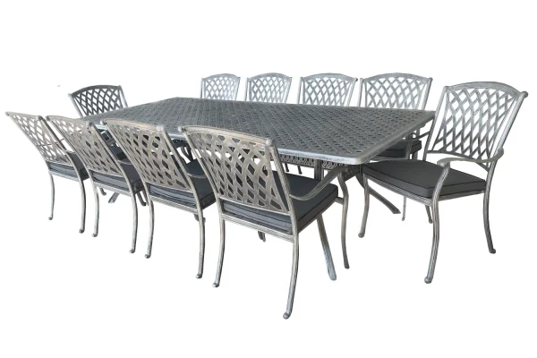 Aluminium Silver Tuscan 10 Seater with Charcoal Cushions