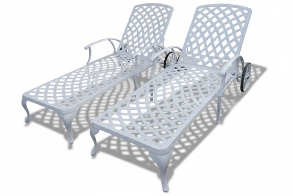 Aluminium Sun Lounger White Set