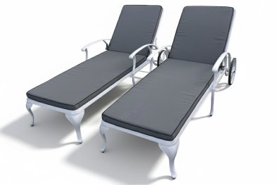 Aluminium White Sun Lounger with Charcoal Cushions Set