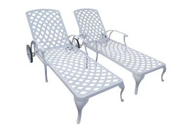Aluminium White Sun Lounger Set 2