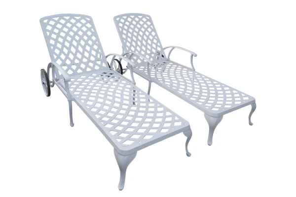 Aluminium White Sun Lounger Set 2