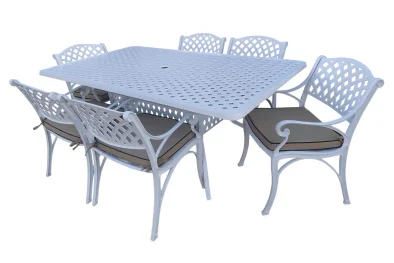 Aluminium White Sun Lounger with Beige Cushions