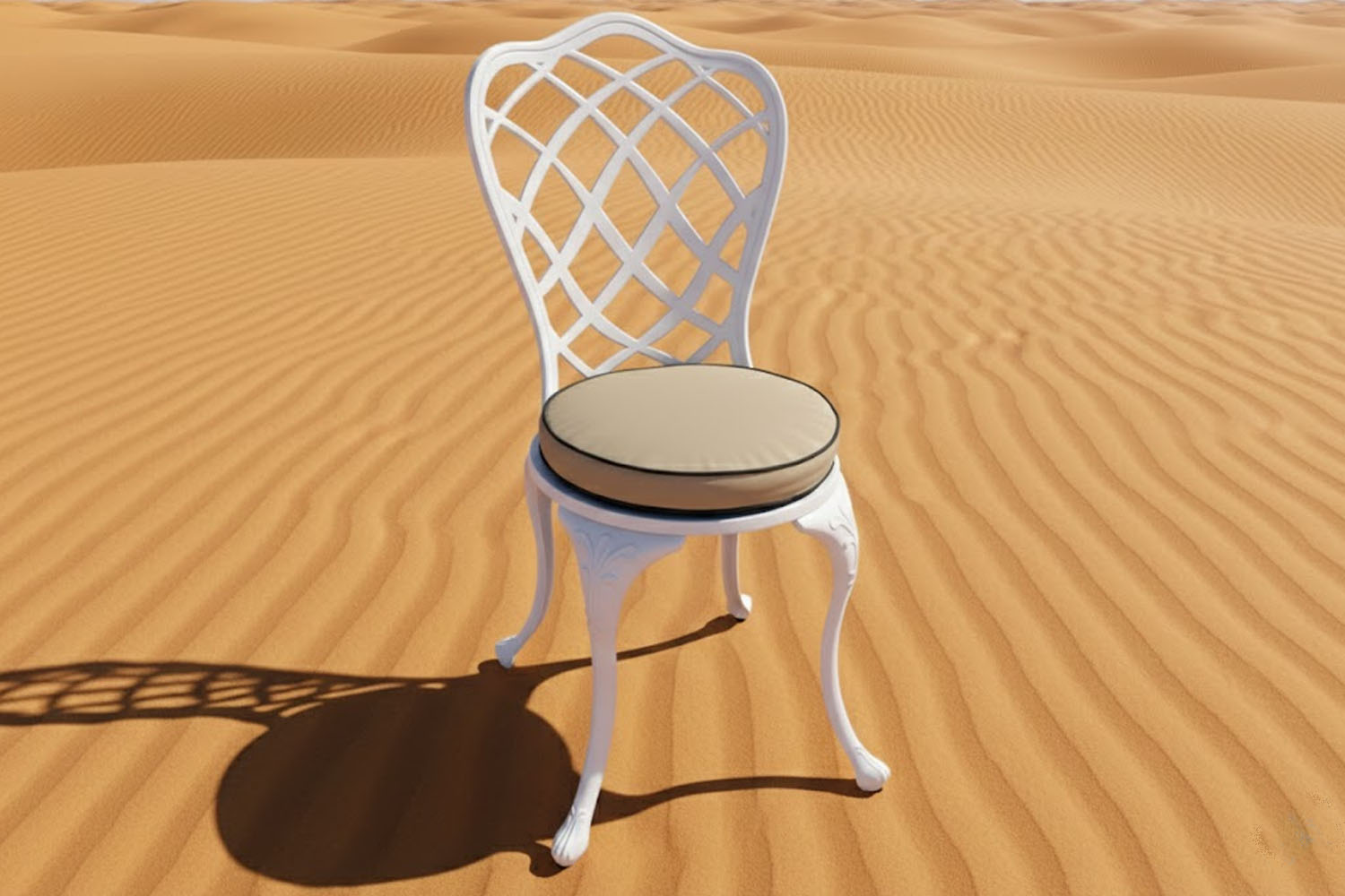 Aluminium Coral Dining Chair White with Beige Cushion