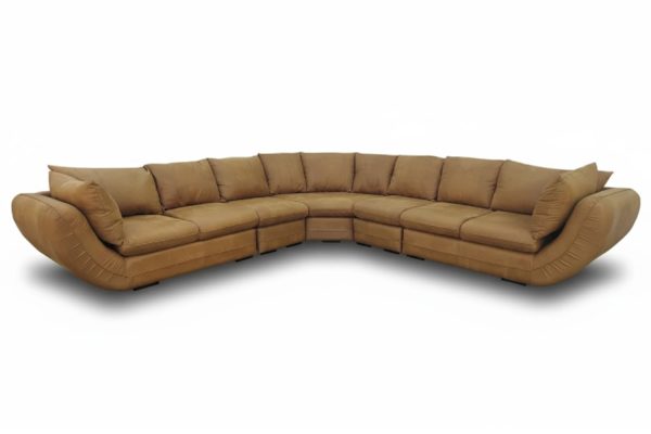 Genuine Full Leather Regal 7 Seater Corner Couch - Exotic Tan