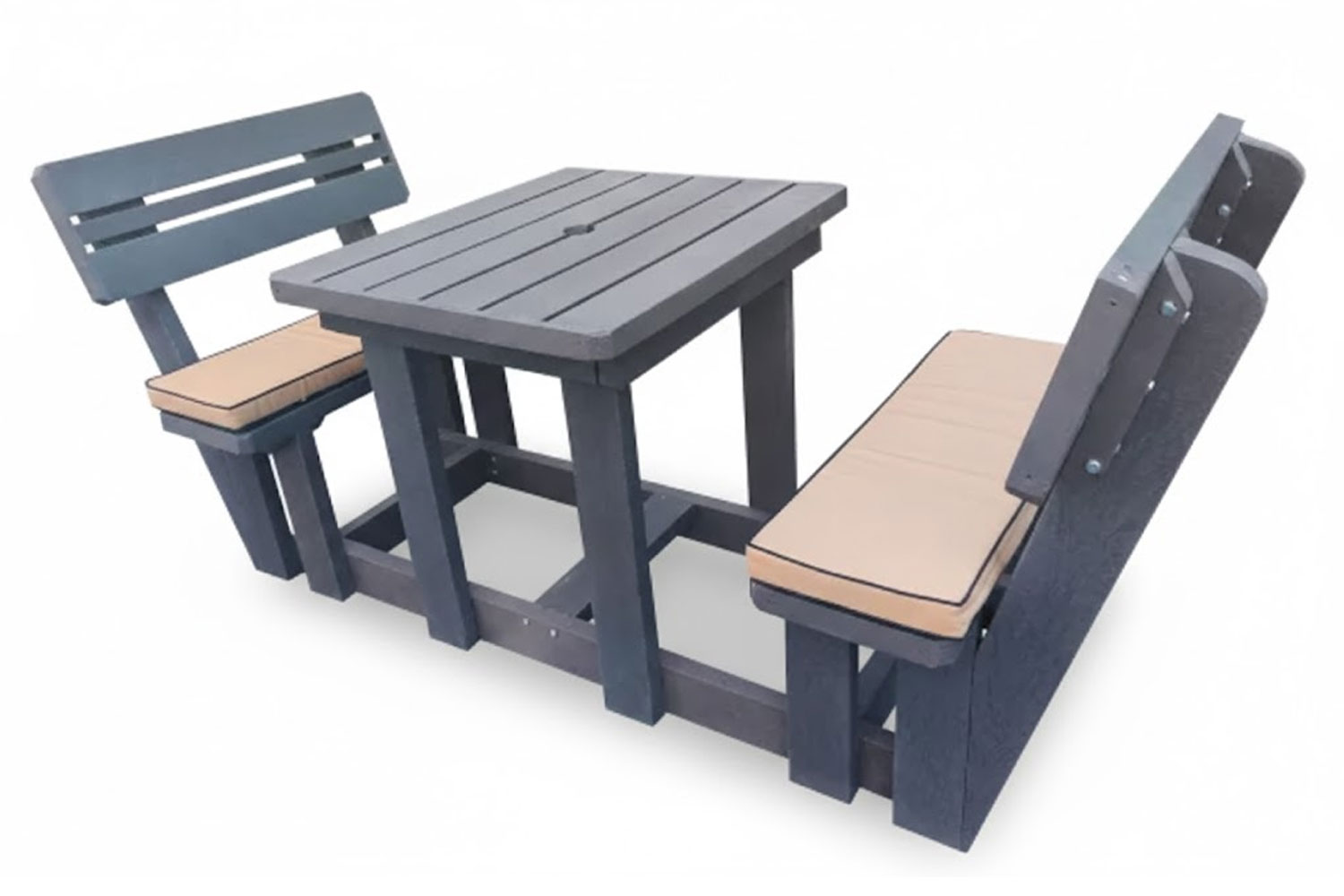 Recycled Plastic 2 Seater Picnic Table with Beige Cushions