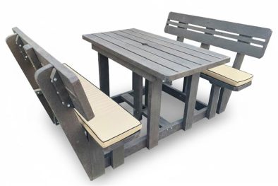 Recycled Plastic 4 Seater With Backs + Beige Cushions