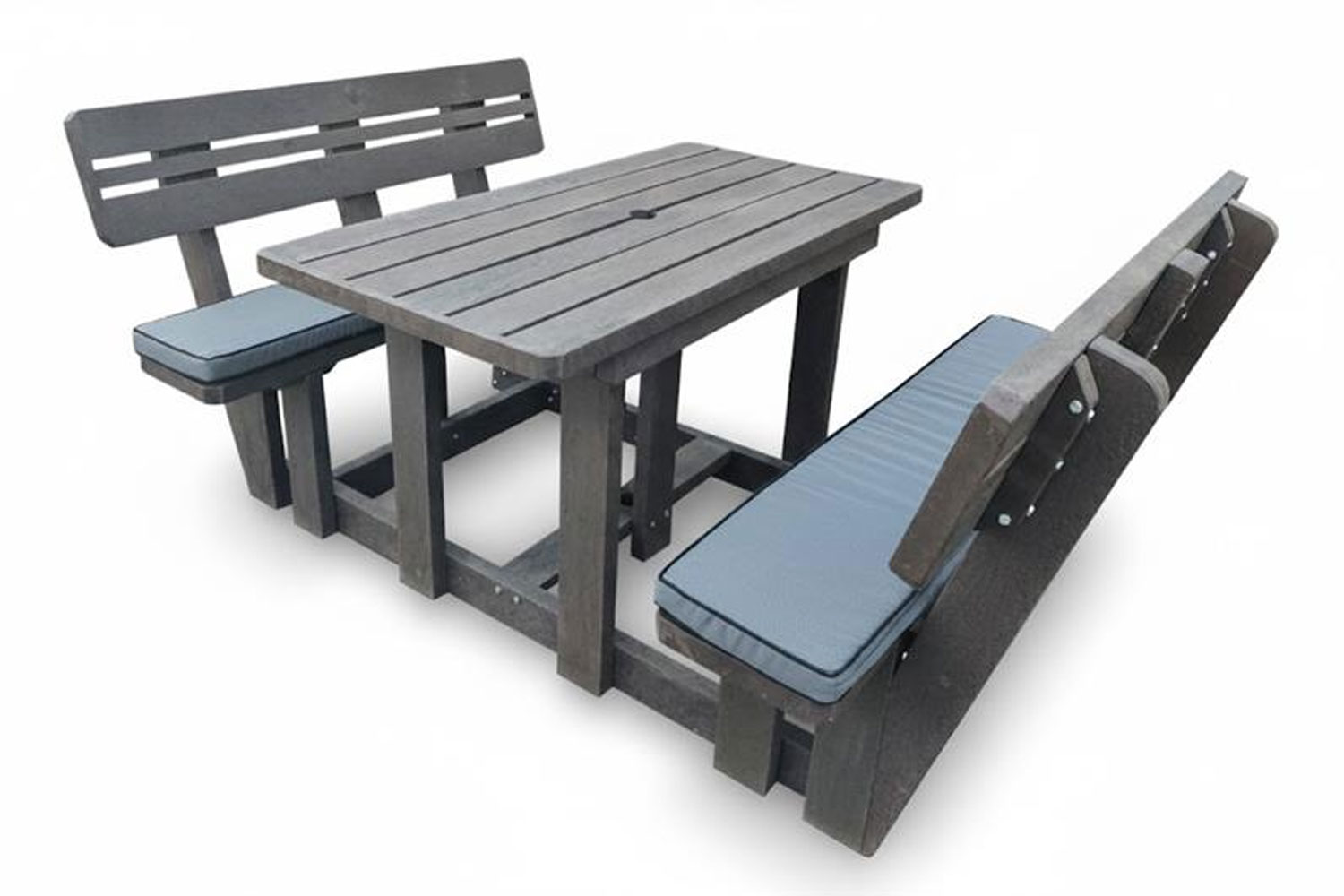 4 seater picnic table with charcoal cushions