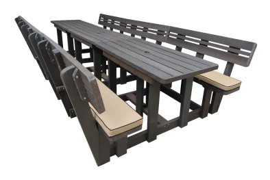 Recycled Plastic 12 Seater With Backs + Beige Cushions